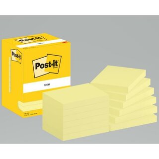 Haftnotizen Post-it 657, 76x102mm, 100 Blatt, gelb, 12 Stück