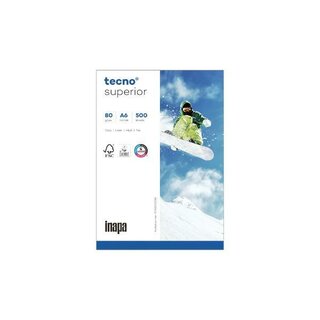 tecno Multifunktionspapier tecnosuperior, CIE: 170, A6, 80 g/qm, wei�, 500 Blatt
