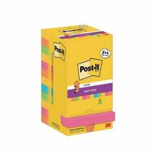 Post-It Z-Notes, Carnival Colour, 76x76mm, 8+4 Stck