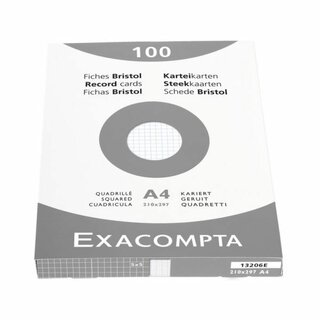 Exacompta 13206E Karteikarte A4 kariert Weiß 100 Stück