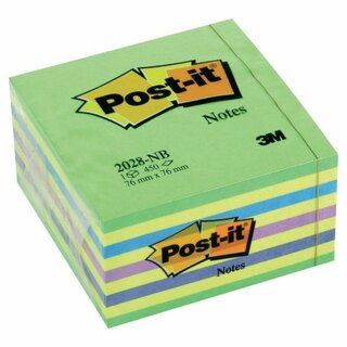 Haftnotiz-Würfel 3M Post-it 2028NB, 76x76mm, sortiert