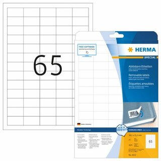 Etiketten Herma 4212 Movables, 38,1 x 21,2mm (LxB), ablsbar, wei, 1625 Stck