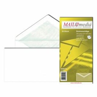 MAILmedia Briefumschlag 30123545, ohne Fenster, gummiert, DL, wei, 25 Stck