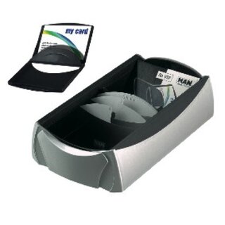 Visitenkartenbox HAN 2755-77, für 500 Karten, silber/schwarz