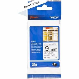 Schriftband Brother TZEN221, Breite: 9mm, schwarz auf weiß