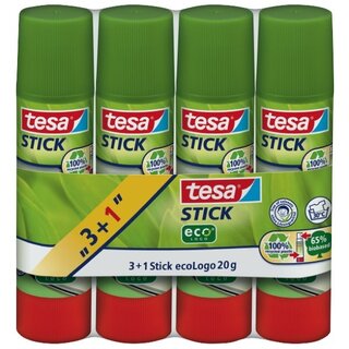Klebestift Tesa 57088, Easy Stick ecoLogo, 20g, 4 Stück