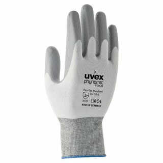 Mechanikschutzhandschuhe Uvex phynomic M1 foam, Gr. 7, we/gr, 10 Paar