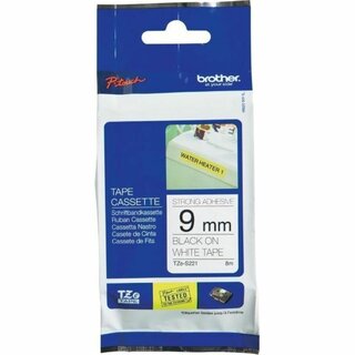 Schriftband Brother TZE-S221, Breite: 9mm, laminiert, schwarz auf wei