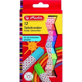 Tafelkreide Herlitz 8648206, farbig sortiert, 12 Stück