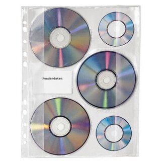 Prospekthülle, PP, 11f.Loch., A4, transparent, für: 3 CDs