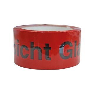 Warnklebeband 782182 PP-Signal, Vorsicht Glas, Mae: 50mm x 66m, swz/rot, 6Stck