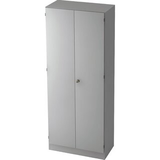 Schrank Hammerbacher, mit Holztren, 2 Bden, Mae: 80 x 200,4 x 42 cm, grau