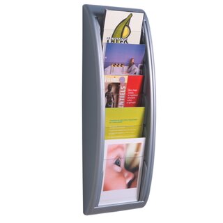 Wandprospekthalter Paperflow 4063, 5 Fächer für A5, silber