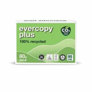 Kopierpapier Recycling Evercopy Plus 50048, A4, 80g, 95er-Weie, 500 Blatt