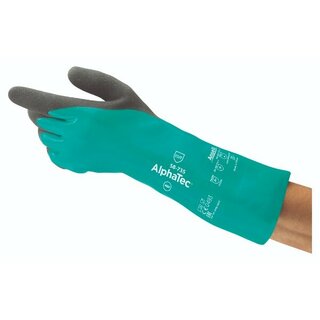 Chemikalienschutzhandschuhe AlphaTec 58-735, Nitril, Gre 8, grau/grn, 1 Paar