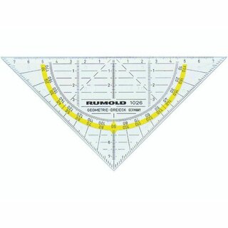 Rumold Geometriedreieck 1026, Hypothenuse: 160 mm, mm-Teilung, transparent