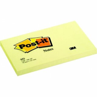 Haftnotizen Post-it 655, 76x127mm, 100 Blatt, neongelb, 6 Stck