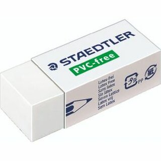 STAEDTLER Radierer PVC-free 525 B30, Kunststoffhlle, PP, 43 x 19 x 13 mm, wei