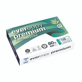 Kopierpapier Evercopy Premium 1902, Recycling, A4, 80g, 135er-Weie, 500 Blatt