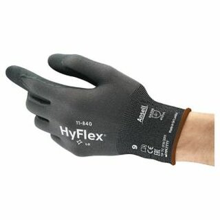 Mechanikschutzhandschuhe HyFlex 11-840, Mehrzweck, Gr: 8, schwarz/grau, 1 Paar