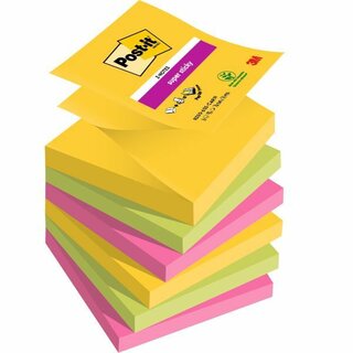 Haftnotizen Post-it Super Sticky Z-Notes R3306SR, 76x76 mm, 6 x 90 Blatt, farbig