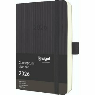 Sigel Buchkalender C2621, Conceptum, 1T/1S, Softcover, A6, schwarz, 2026