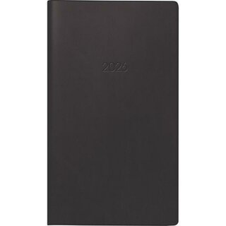 Brunnen Taschenkalender 1075828906, 1W/1S, 8,7 x 15,3cm, schwarz, 2026