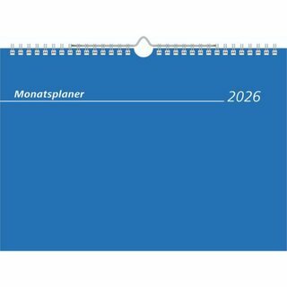Zettler Monatskalender 989, 30 x 21cm, schwarz/blau, 2026