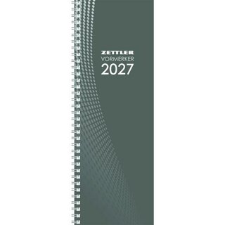 Zettler Tischkalender 709, 1W/1S, Vormerkbuch, 10,5 x 29,7 cm, anthrazit, 2027