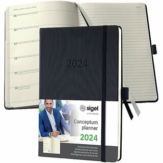Sigel Buchkalender C2614, Conceptum, Notizkalender, 1W/2S, Hardcover, A5, 2027