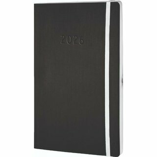 Chronobook Buchkalender 50926, 1W/2S, 13,5 x 21cm (A5), Softcover, schwarz, 2026