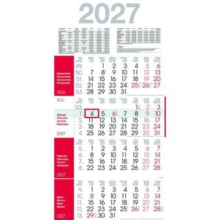 B�hner 4-Monatskalender RAINBOW M4R1, 4 M/1S, 30 x 59 cm, rot, 2027