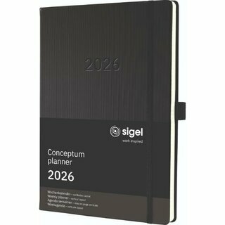 Sigel Buchkalender C2618, Conceptum, 1W/2S, Hardcover, A4+, schwarz, 2026
