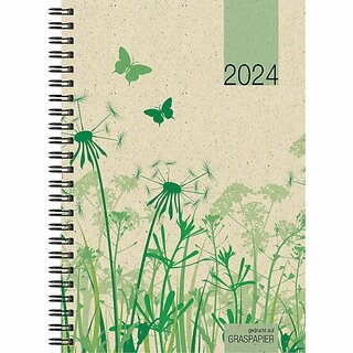 Zettler Buchkalender 759 Grasserie, 1W/2S, Hardcover, A5, sort, UWS, 2027