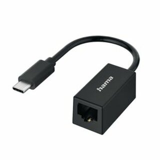 Hama Netzwerkadapter 00300023, USB-C/LAN Ethernet (Stecker/Buchse), schwarz