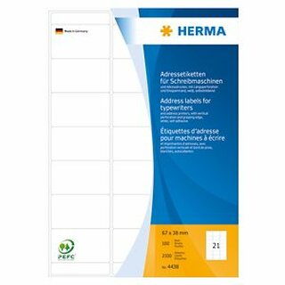 Adress-Etiketten Herma 4438, 67 x 38mm (LxB), wei, 2100 Stck