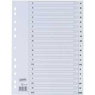 Register, PP, 0,12mm, A-Z, Euroloch., A4, 20Bl., weiß