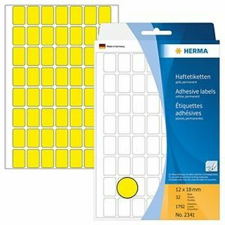 Universal-Etiketten Herma 2341, 12 x 18mm (LxB), gelb, 1792 Stck