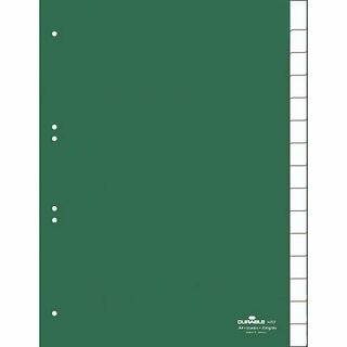 Durable Register PP Fenstertab blanko grn A4 15-tlg. volle H.