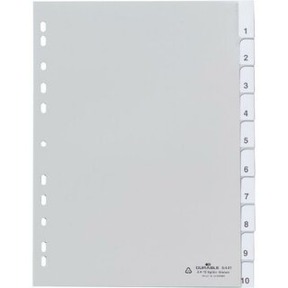 Durable Register PP Fenstertab blanko grau A4 10tlg....