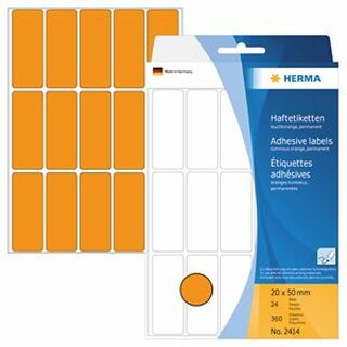 Universal-Etiketten Herma 2414, 20 x 50mm (LxB), leuchtorange, 360 Stck