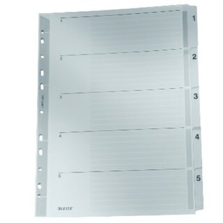 Register Leitz 4323, 1-5, A4, aus Karton, 5 Blatt, weiß