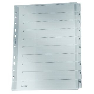 Register Leitz 4324, 1-10, A4, aus Karton, 10 Blatt, weiß