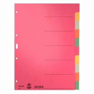Register Leitz 4359, blanko, A4, aus Karton, 10 Blatt, 5-farbig