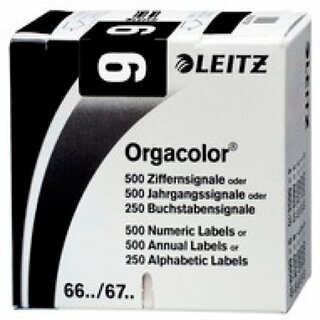 Ziffernsignal Leitz 6609/1, Orgacolor, Ziffer 9, schwarz, 500 Stck