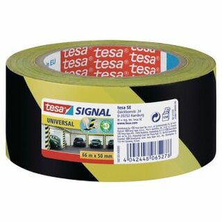 Warnband Tesa 58133, 50mm x 66m, PP, gelb/schwarz