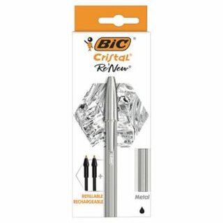 BIC Cristal - Kugelschreiber - nachfllbar - 0,7mm + 2 x Refill - schwarz