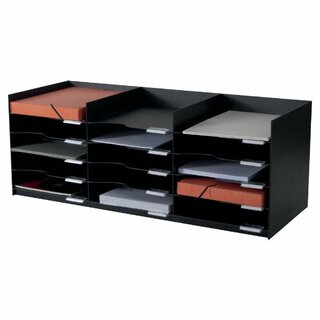 Paperflow Horizontaler Organizer 535.01, stapelbar, 15 Fcher, 24x32cm, schwarz