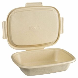 Biopak Shield-Box Klappbox aus Bagasse - braun - 1200ml - 50 Stck