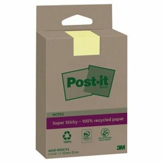 Post-It Super Sticky Rec Notes UU012762195, Gelb, 102x152mm, 70 Blatt, 4 Stck